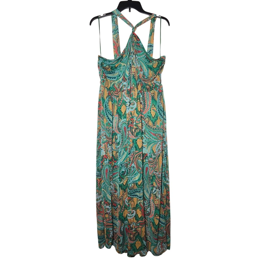 Maurices Green Paisley Halter Neck Maxi Dress XL‎ Boho Vacation Resort Summer